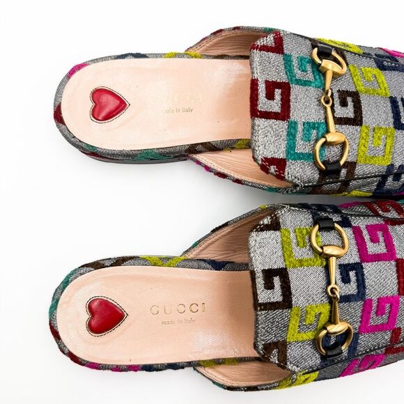 Gucci Princetown Horsebit Lurex Velvet Loafer Mules GG EU 40 US 10 - Picture 7 of 11
